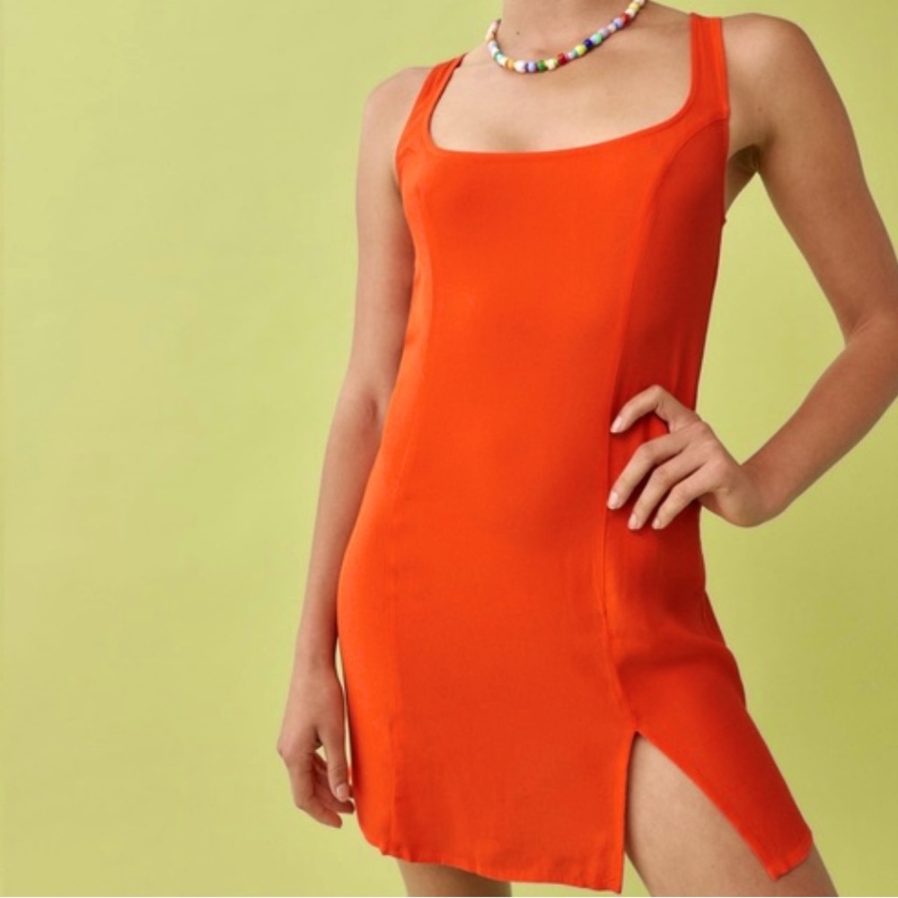 Reformation Noha Dress in Flame Orange